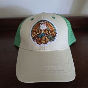 Green and Cream 'Keep Calm' Kitty Trucker Hat